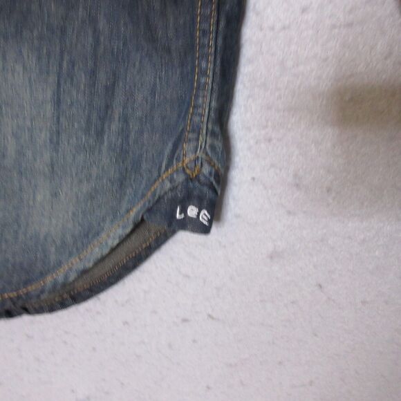 Lee Western Shirt Boy Youth Large Chambray Sawtooth Fade Pockets Cotton Rodeo - Picture 4 of 11